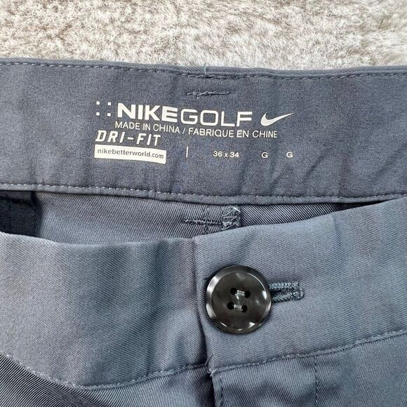 Nike Dri Fit Golf Pants Mens 36x34 Gray Grey Stretch Performance Chino Wicking - Picture 2 of 8